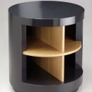 Colour lacqured drum coffee table. Designed by John Stefanidis
